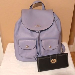 Coach Pennie Backpack 6145 Twilight / Wallet Black